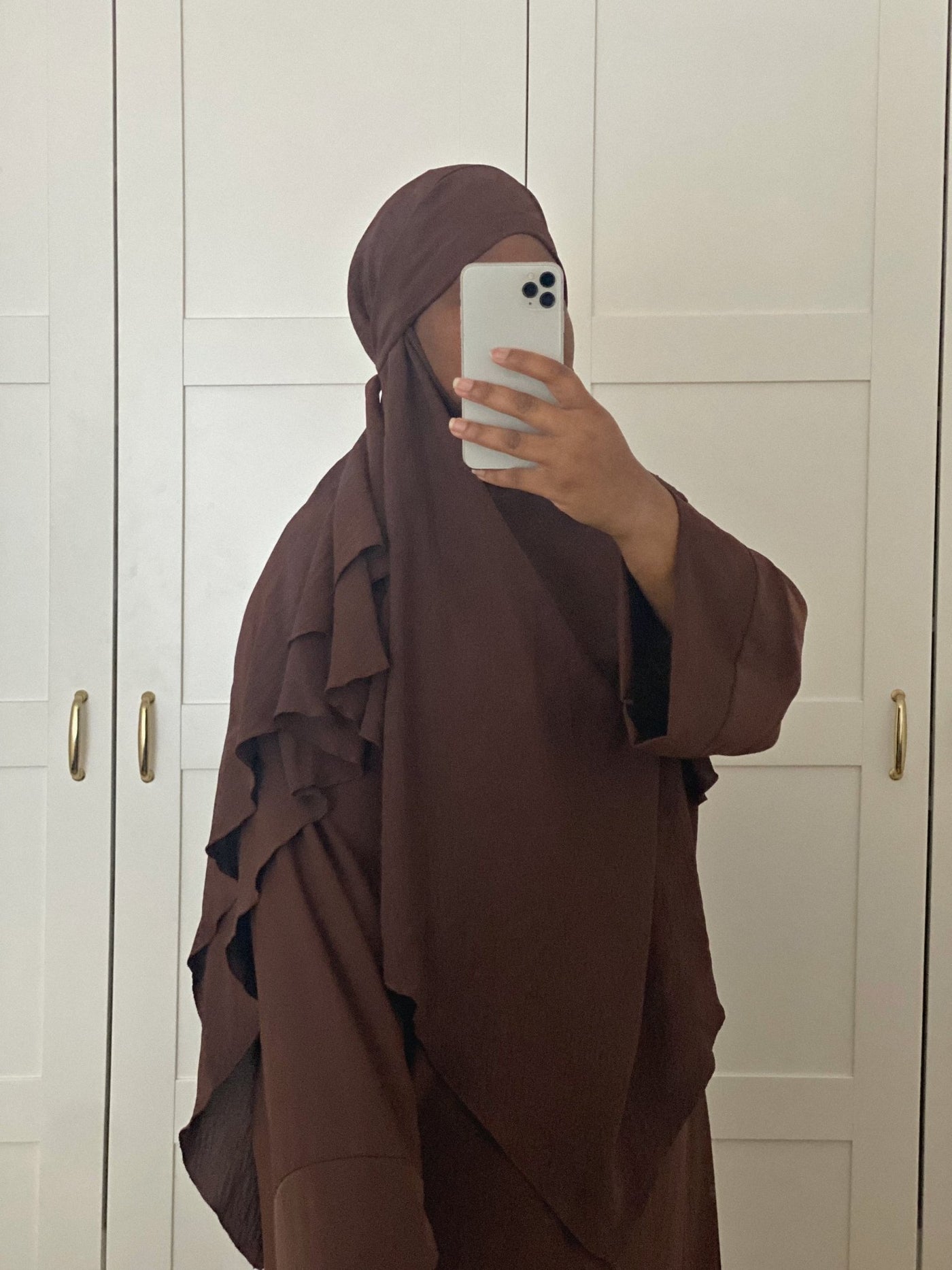 Khimar Jazz 2 Voiles - Chocolat - MON HIJAB MODEST co