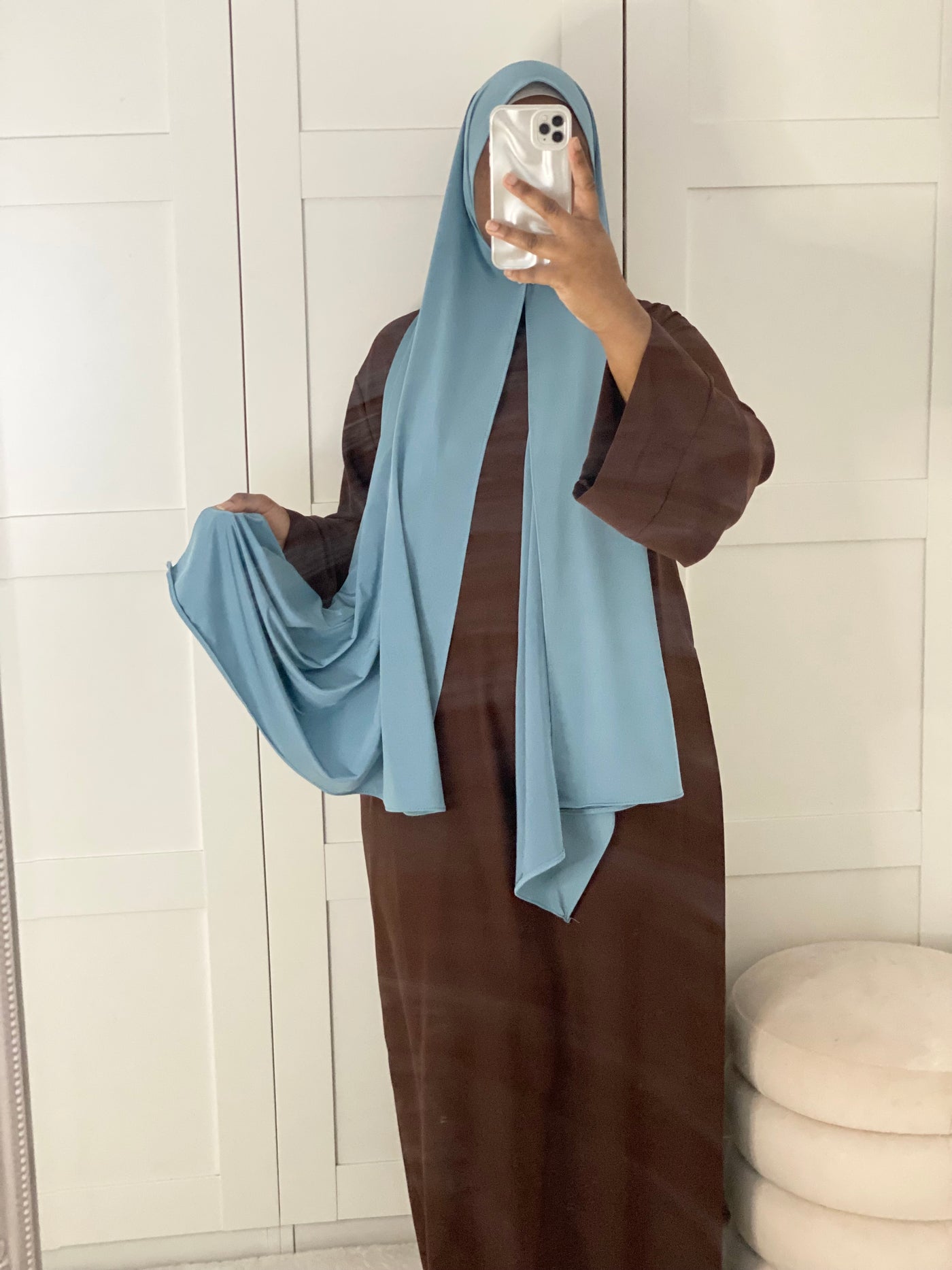 Hijab Jersey premium luxe satiné - Bleu turquoise