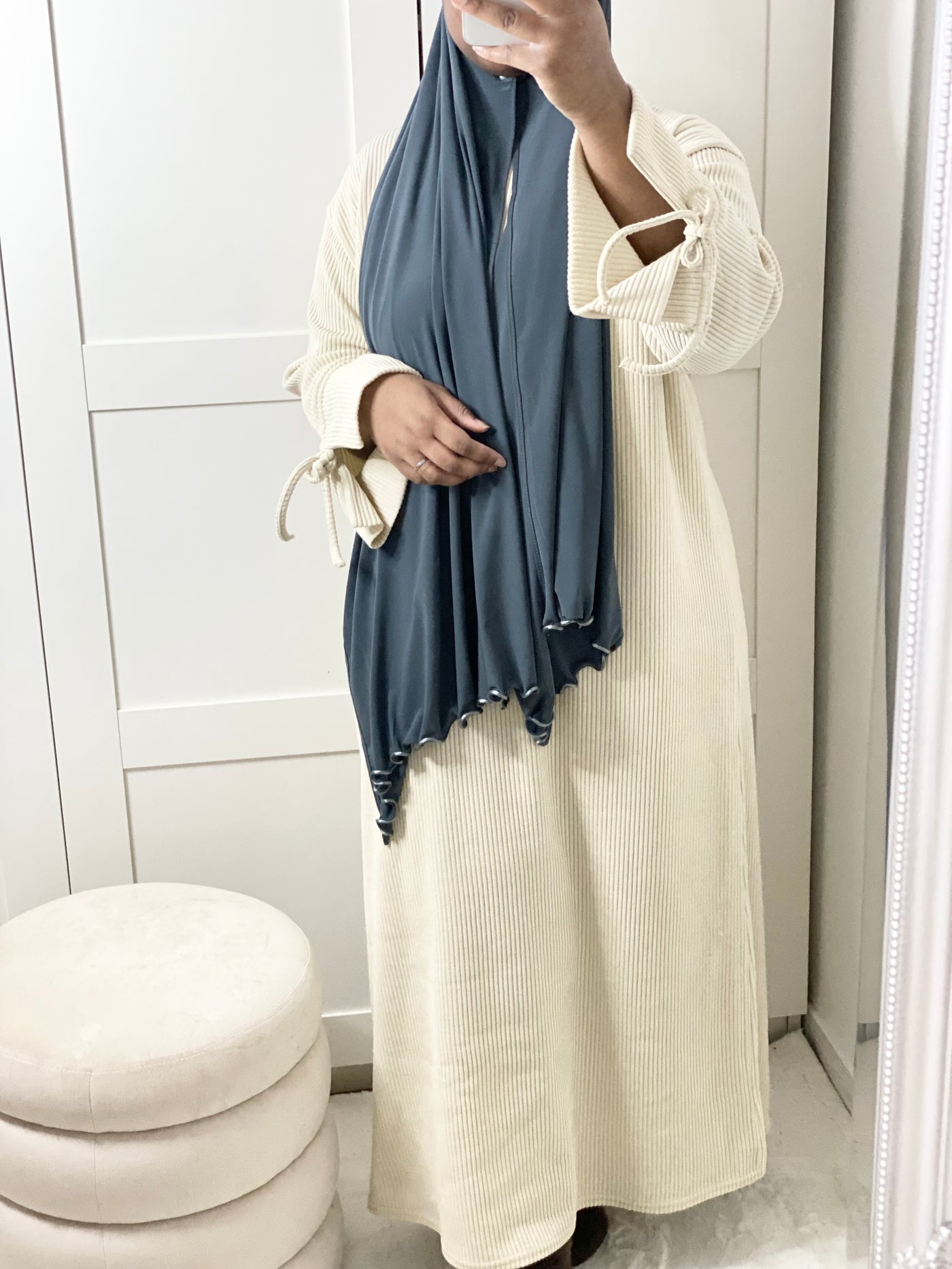 Robe en velours Oversize - Beige crème