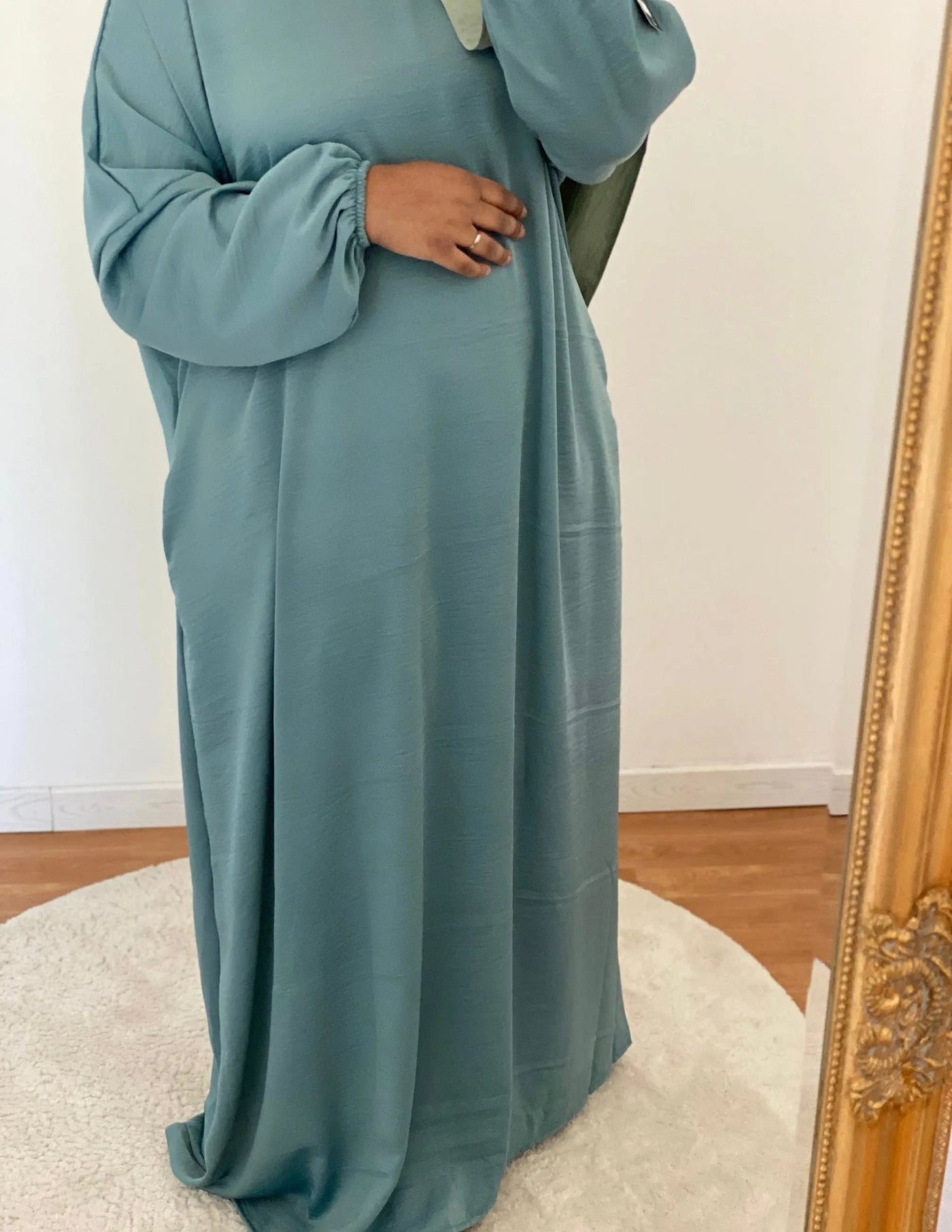 Abaya Balloons Satinée - Turquoise - MON HIJAB MODEST co