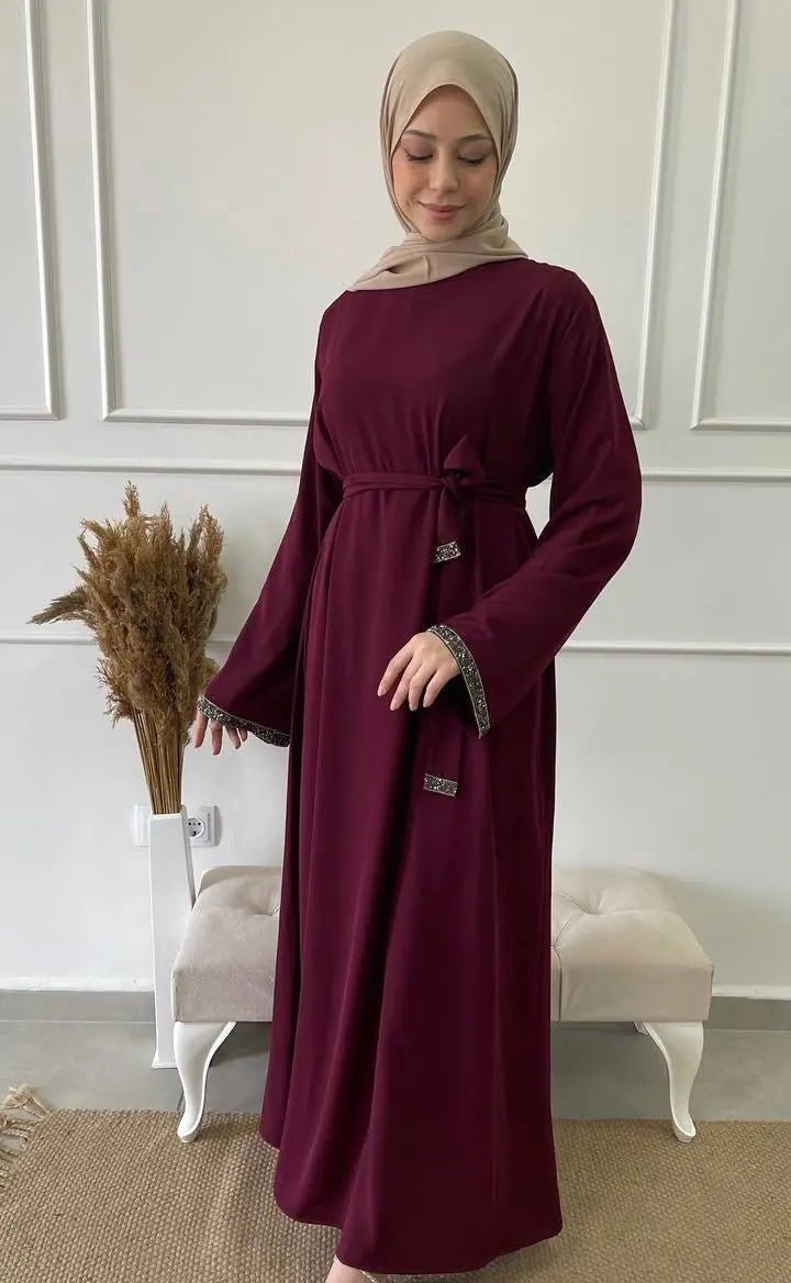 Abaya Diamonds - Prune - MON HIJAB MODEST co