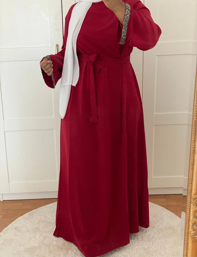 Abaya Diamonds - Red MON HIJAB MODEST