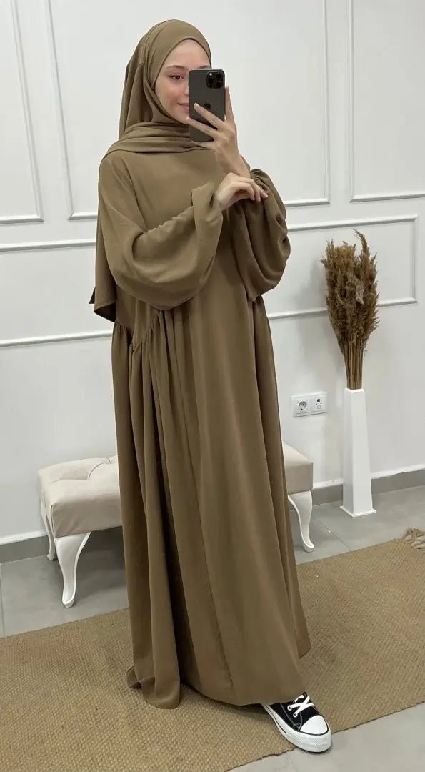 Abaya Jawahra - Beige foncé - MON HIJAB MODEST co