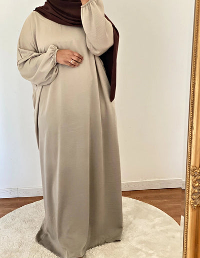 Abaya Satin Balloons - Beige - MON HIJAB MODEST co