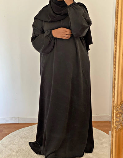 Abaya Satin Balloons - Black - MON HIJAB MODEST co