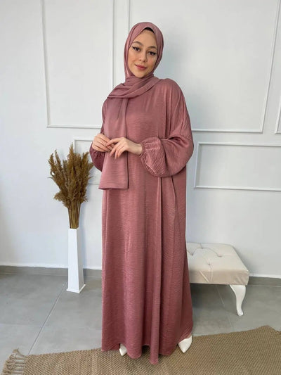 Abaya Satin Balloons - Pink - MON HIJAB MODEST co