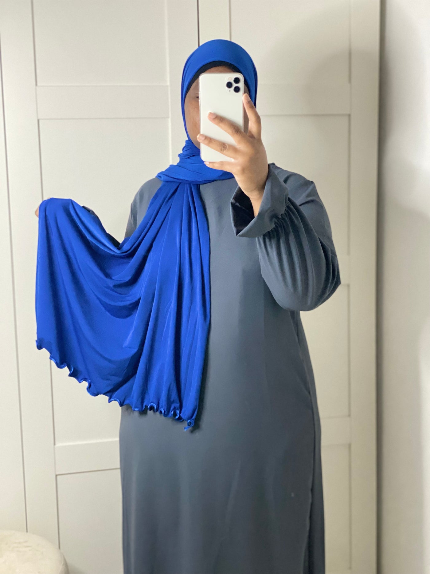 Hijab Jersey premium luxe froufrou - Bleu electric