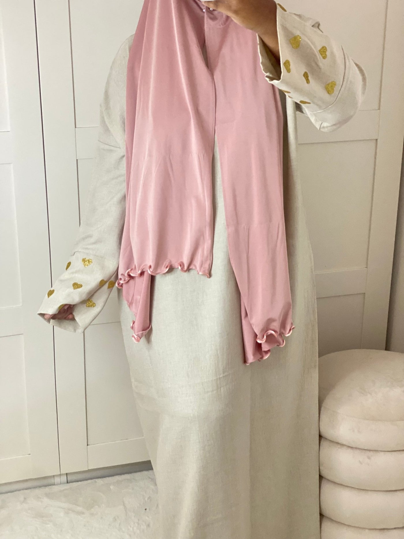 Hijab Jersey Luxe Froufrou - Rose poudrée - MON HIJAB MODEST co