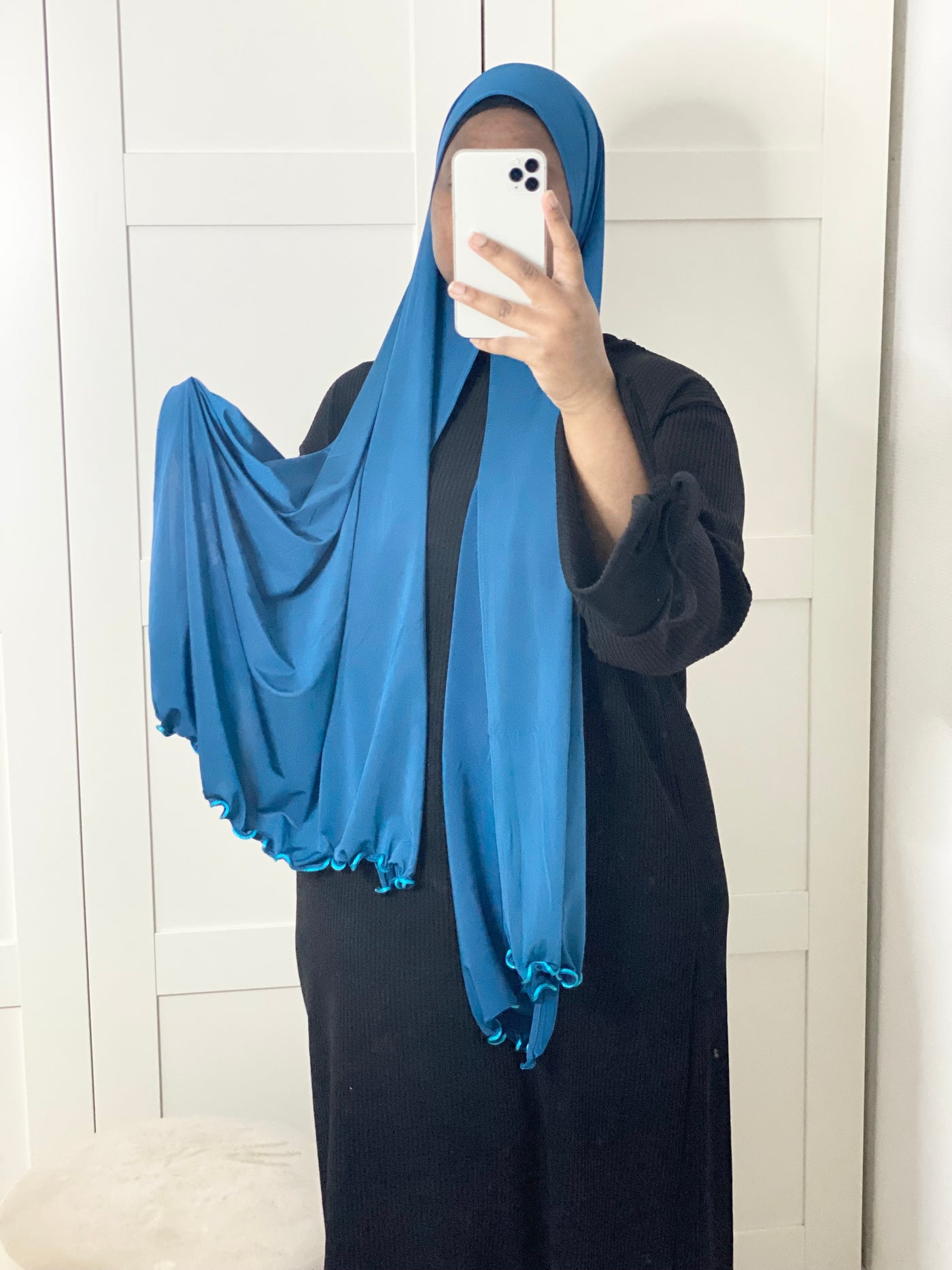 Hijab Jersey premium luxe satiné - Bleu émeraude