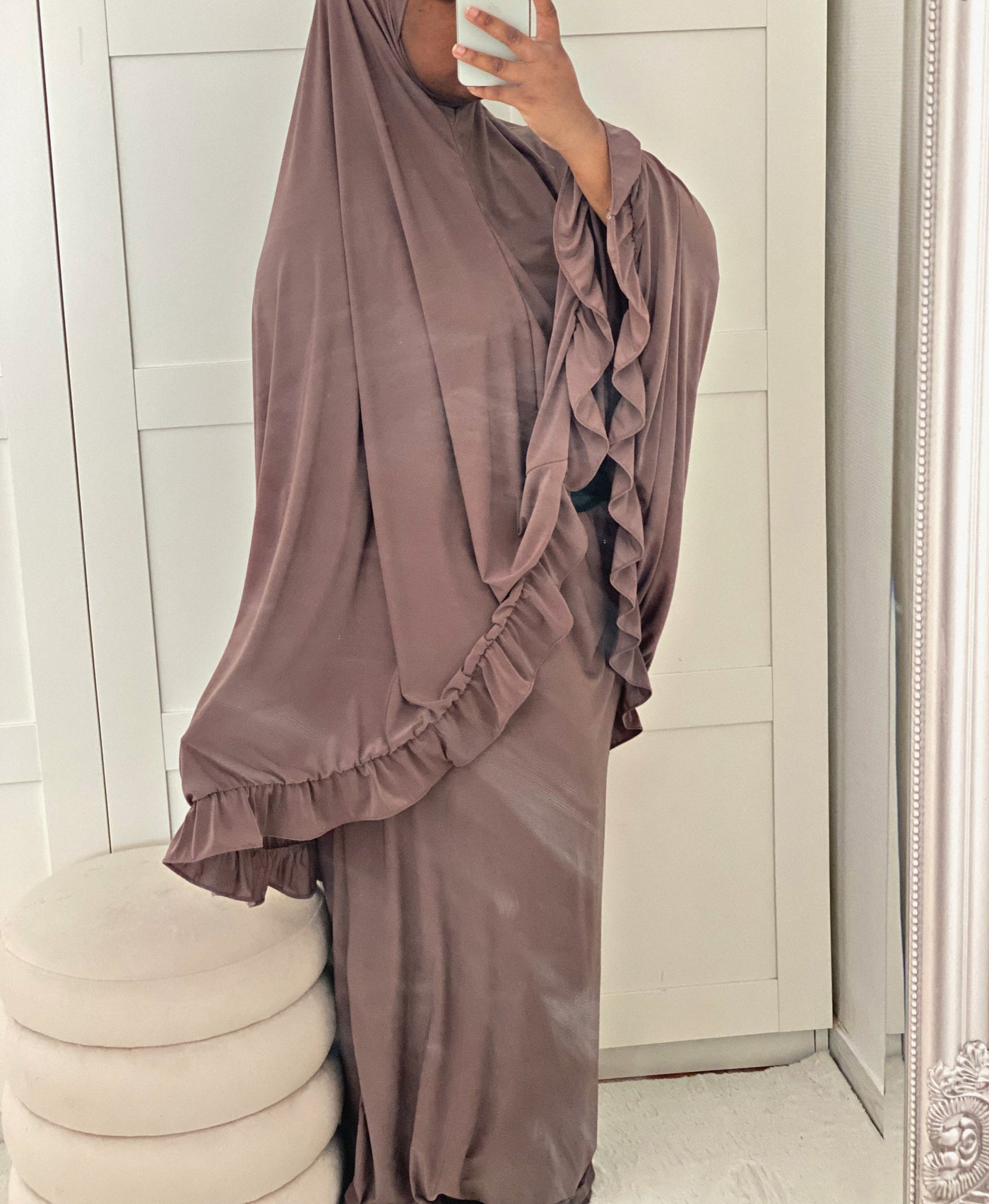 Ensemble de prière froufrou Jersey premium luxe - Marron Taupe