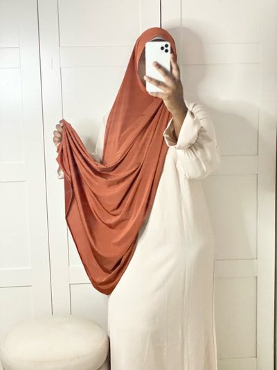 Hijab Jersey premium luxe satiné - Brique