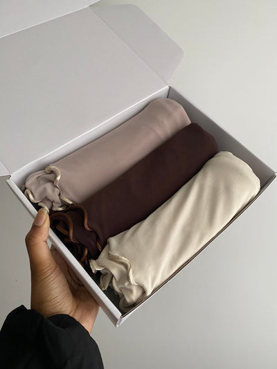 Box Hijab Jersey Froufrou - Brown - MON HIJAB MODEST co