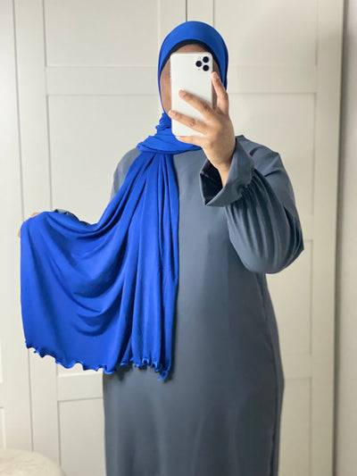 Hijab Jersey premium luxe froufrou - Bleu electric