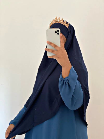 Khimar Long Soie de Médine - Bleu foncé - MON HIJAB MODEST co