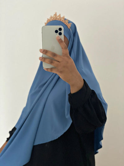 Khimar Long Soie de Médine - Blueberry - MON HIJAB MODEST co