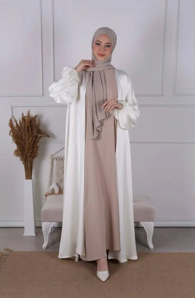 Kimono Evy Satiné - Blanc - MON HIJAB MODEST co