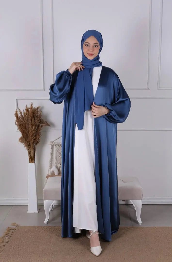 Kimono Evy Satiné - Navy - MON HIJAB MODEST co