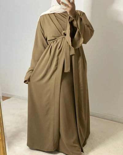 Set Abaya Kimono - Café - MON HIJAB MODEST co